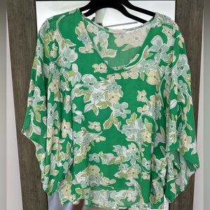 First Love Green Floral Blouse